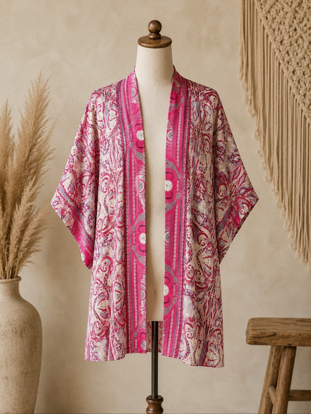 Silk Kimono Cardigan Open Style Large